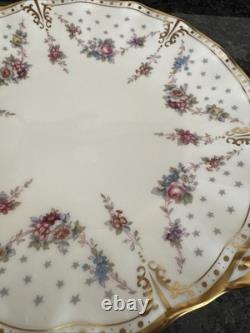 Royal Crown Derby, royal Antoinette scalloped edge Handled Round Cake Plate