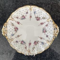 Royal Crown Derby, royal Antoinette scalloped edge Handled Round Cake Plate