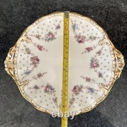 Royal Crown Derby, royal Antoinette scalloped edge Handled Round Cake Plate