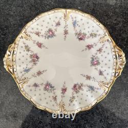 Royal Crown Derby, royal Antoinette scalloped edge Handled Round Cake Plate