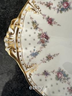 Royal Crown Derby, royal Antoinette scalloped edge Handled Round Cake Plate