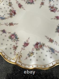 Royal Crown Derby, royal Antoinette scalloped edge Handled Round Cake Plate
