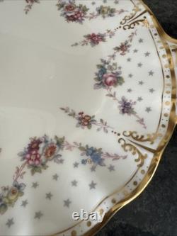 Royal Crown Derby, royal Antoinette scalloped edge Handled Round Cake Plate