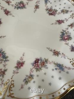 Royal Crown Derby, royal Antoinette scalloped edge Handled Round Cake Plate