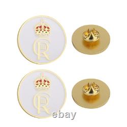 Royal Crown Lapel Pin Badge King Charles III Emblem Souvenir Gold White 30mm