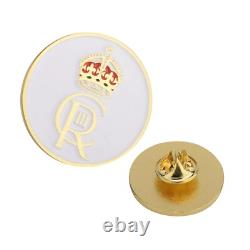 Royal Crown Lapel Pin Badge King Charles III Emblem Souvenir Gold White 30mm