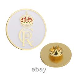 Royal Crown Lapel Pin Badge King Charles III Emblem Souvenir Gold White 30mm