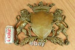 Royal Family Crest Coat Arms Lion Unicorn Crown Shield Bronze Wall Plaque DEAL