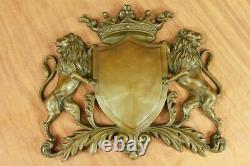 Royal Family Crest Coat Arms Lion Unicorn Crown Shield Bronze Wall Plaque DEAL