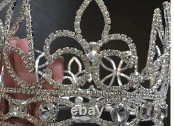 Royal King Crown Mens Crystal Silver Plated Prince Crowns Tiaras Full round