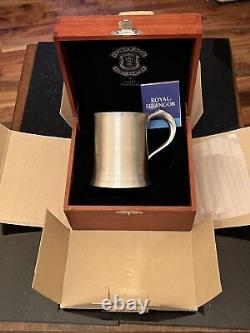 Royal Selangor Pewter Crown & Rose Vintage Pewter Tankard in Rose Wooden Box