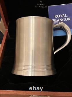 Royal Selangor Pewter Crown & Rose Vintage Pewter Tankard in Rose Wooden Box