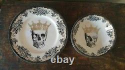 Royal Stafford England 12 Piece Dinner Set Crown King Scull 6 Plates & 6 Bowls