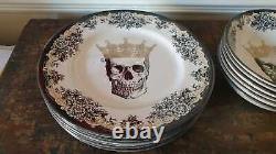 Royal Stafford England 12 Piece Dinner Set Crown King Scull 6 Plates & 6 Bowls