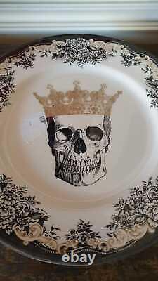 Royal Stafford England 12 Piece Dinner Set Crown King Scull 6 Plates & 6 Bowls