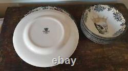 Royal Stafford England 12 Piece Dinner Set Crown King Scull 6 Plates & 6 Bowls