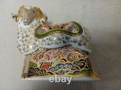 Royal crown derby Visitor Center Imari Ram. Gold Stopper. + Box And Certificate