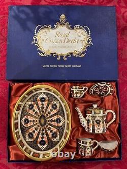 Royal crown derby imari 1128 miniature tea service