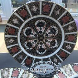 Royal crown derby imari 1128 set of three 27 cm diam dinner plate various dates