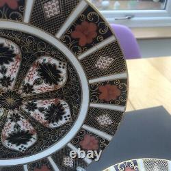 Royal crown derby imari 1128 set of three 27 cm diam dinner plate various dates