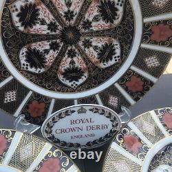 Royal crown derby imari 1128 set of three 27 cm diam dinner plate various dates