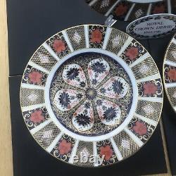 Royal crown derby imari 1128 set of three 27 cm diam dinner plate various dates