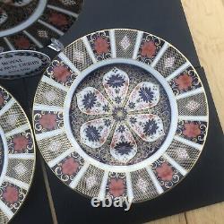 Royal crown derby imari 1128 set of three 27 cm diam dinner plate various dates