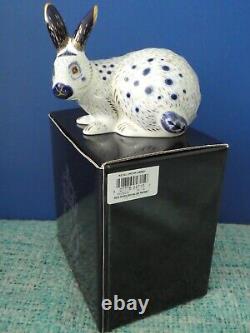 Royal crown derby paperweight Old English Rabbit -Blue2008, gold stopper, boxed