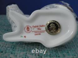 Royal crown derby paperweight Old English Rabbit -Blue2008, gold stopper, boxed