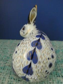 Royal crown derby paperweight Old English Rabbit -Blue2008, gold stopper, boxed