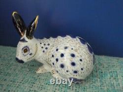 Royal crown derby paperweight Old English Rabbit -Blue2008, gold stopper, boxed