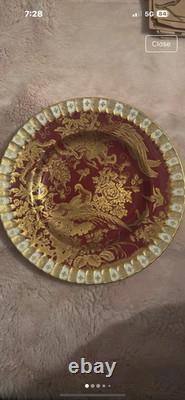 Royal crown derby plate paradise maroon red and gold gilt