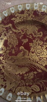 Royal crown derby plate paradise maroon red and gold gilt