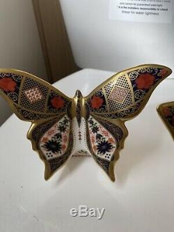 Royal crown derby royal butterfly Pair
