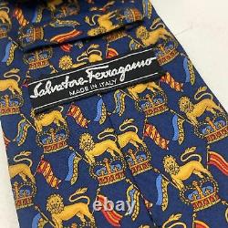 SALVATORE FERRAGAMO Designer OS Blue Lion Royal Crown Navy Britain Mens NEW