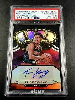 Trae Young 2018 Panini Crown Royale Gold Rookie Rc /10 Psa/dna 9 Auto