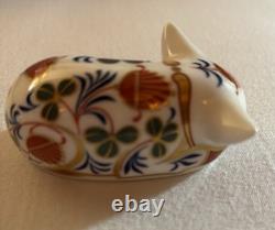 Two Royal Crown Derby Pigs With Stoppers, Ornaments, exc Condition