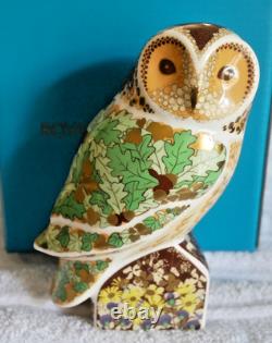 VERY RARE ROYAL CROWN DERBY WOODLAND OWL PAPERWEIGHT GOLD STOPPER 1st QTY BXD