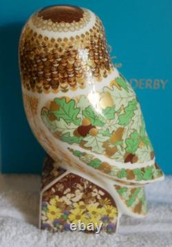VERY RARE ROYAL CROWN DERBY WOODLAND OWL PAPERWEIGHT GOLD STOPPER 1st QTY BXD