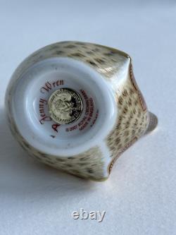 VTG Royal Crown Derby Paperweight Wren Gold Stopper Bone China Collectors Guild