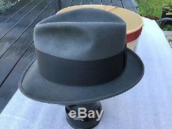 Vintage 1950s Beaver Gray Royal Stetson Pinched Crown Mode Edge 7-1/4