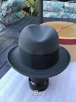 Vintage 1950s Beaver Gray Royal Stetson Pinched Crown Mode Edge 7-1/4