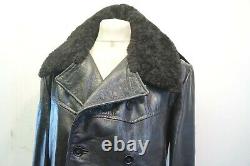 Vintage Ww2 Swedish O. S. B. Horsehide Leather Jacket Size Uk M/l 3 Royal Crowns