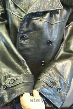 Vintage Ww2 Swedish O. S. B. Horsehide Leather Jacket Size Uk M/l 3 Royal Crowns
